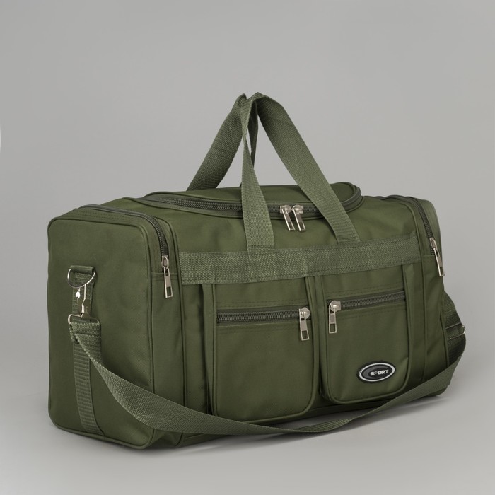 Сумка спортивная "Классика", отдел на молнии, наружный карман, длинный ремень, цвет хаки