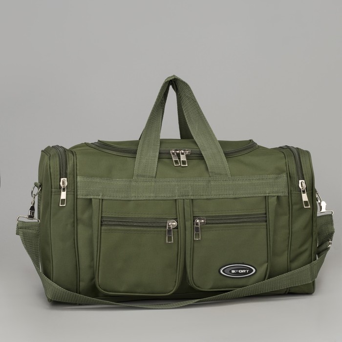 Сумка спортивная "Классика", отдел на молнии, наружный карман, длинный ремень, цвет хаки