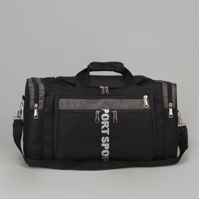 Сумка спортивная, отдел на молнии, 4 наружных кармана, длинный ремень, цвет чёрный