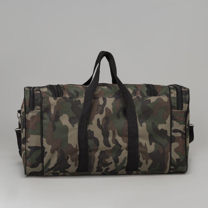 Сумка спортивная "Камуфляж", отдел на молнии, 4 наружных кармана, длинный ремень, принт милитари