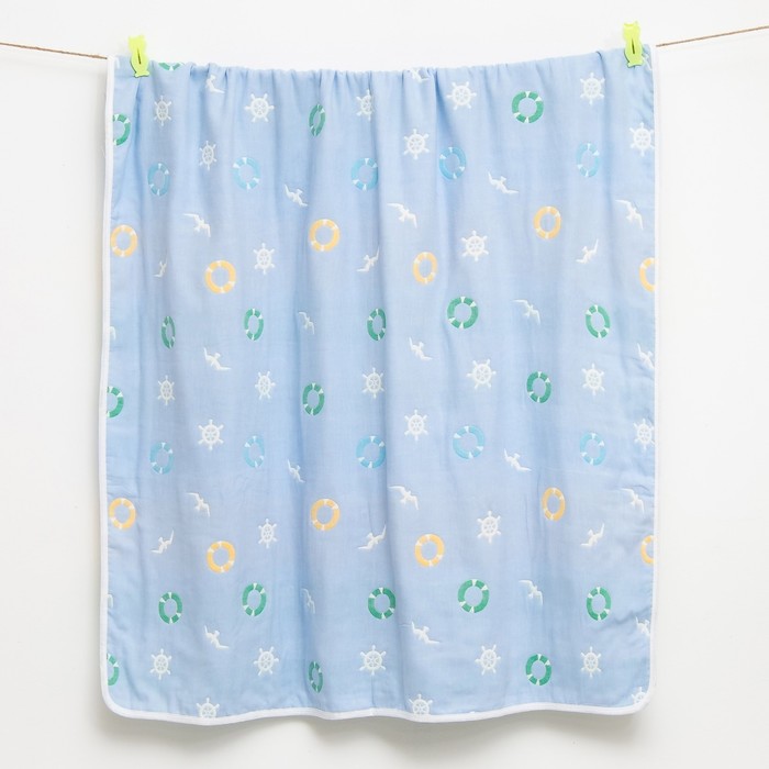 Одеяло лёгкое Крошка Я Морское 105*105 см, муслин шестислойный, 100% хлопок