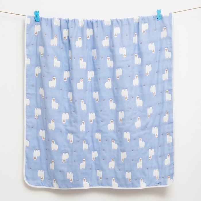 Одеяло лёгкое Крошка Я Лама 105*105 см, муслин шестислойный, 100% хлопок