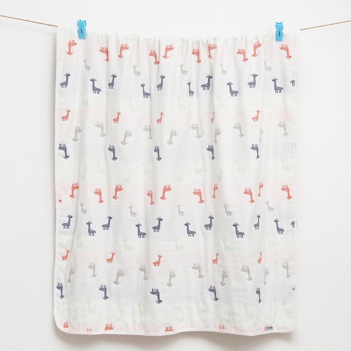 Одеяло лёгкое Крошка Я Жираф 105*105 см, муслин шестислойный, 100% хлопок