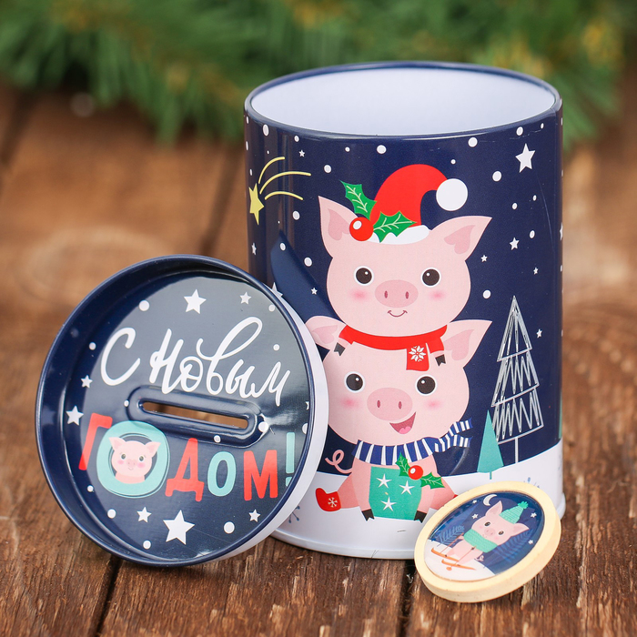 Набор "Новый год исполнит все желания": копилка, значок