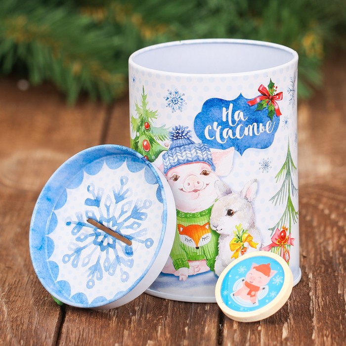 Набор "На счастье": копилка, значок