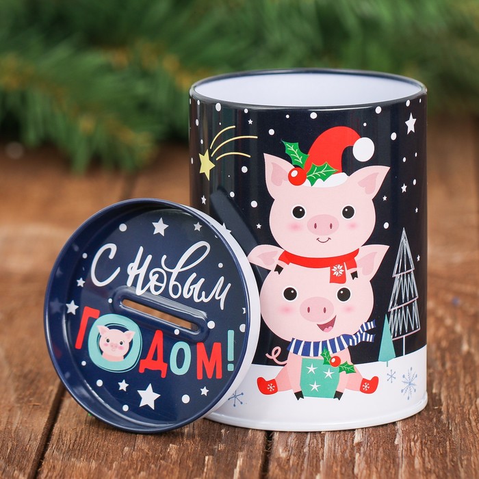 Набор "Новый год исполнит все желания": копилка, носки универсального размера