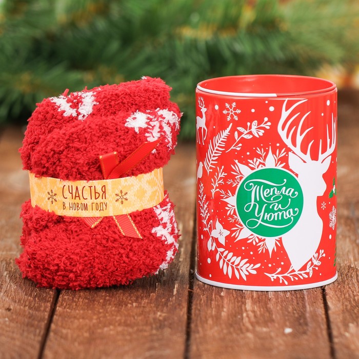 Набор "Тепла и уюта": копилка, носки универсального размера