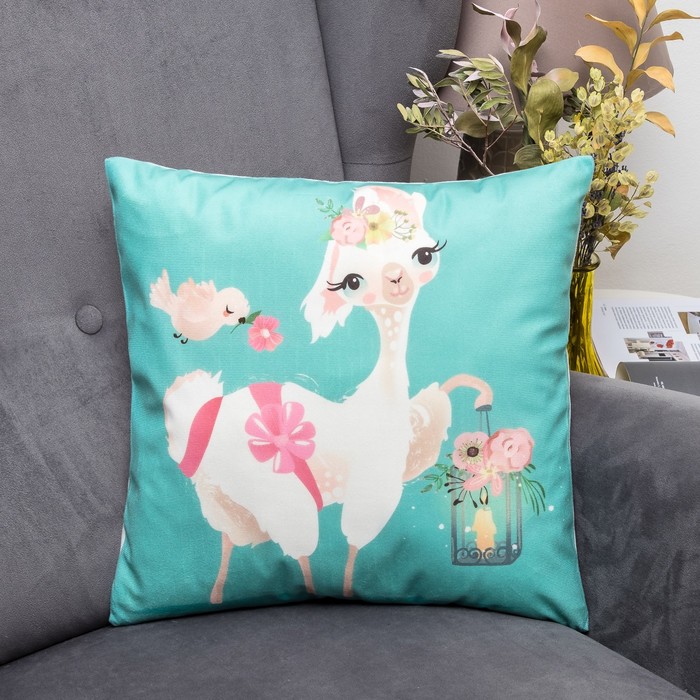 Наволочка декоративная Этель "Llama" 40 х 40 см, велюр