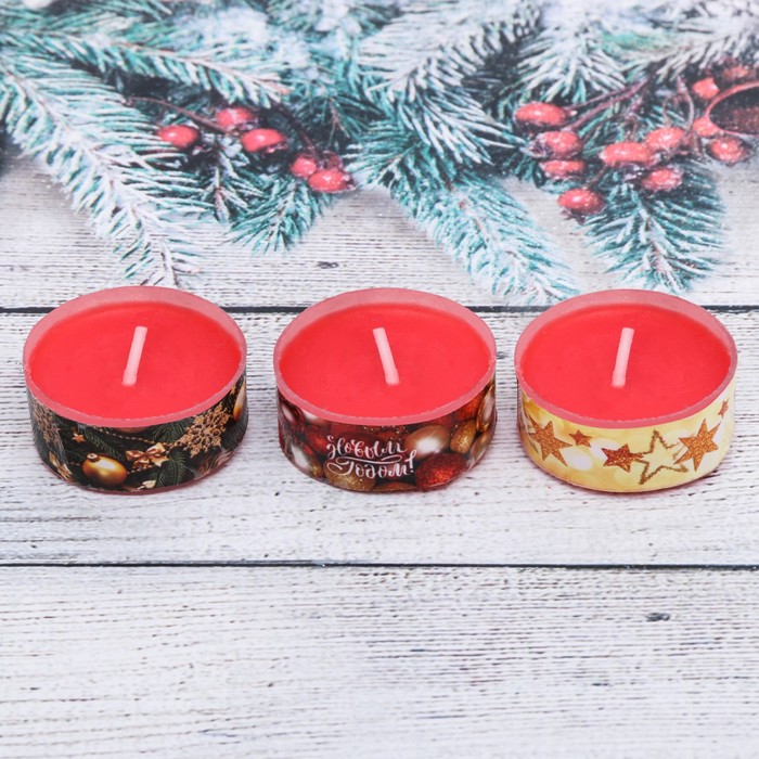 Набор чайных арома-свечей "С Новым Годом!", 3 шт.