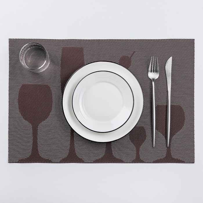 Салфетка кухонная "Бокалы" 45х30 см, цвет коричневый