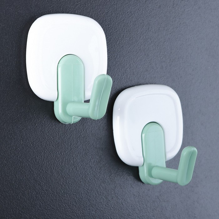 Набор крючков на липучке 2 шт, цвет МИКС