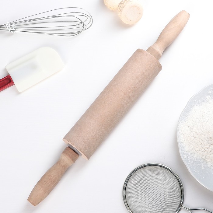 Скалка деревянная вращающаяся 33х4,5 см