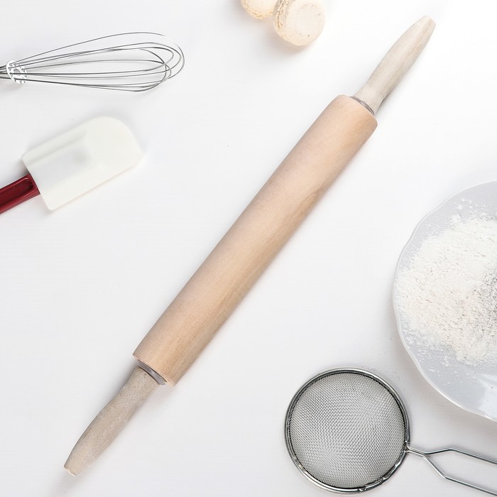 Скалка деревянная 41х4 см, вращающаяся