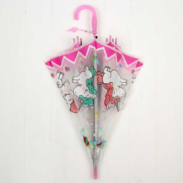 Зонт детский "Единороги", со свистком, красный