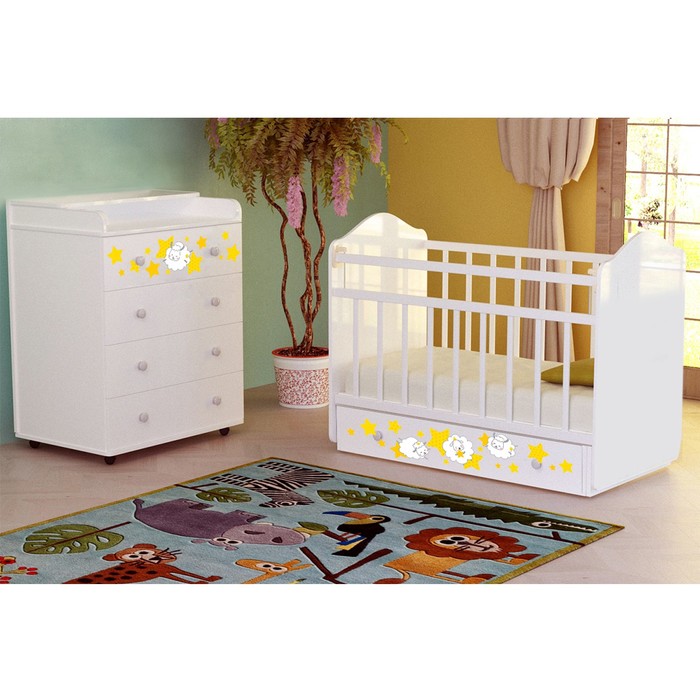 Комод детский пеленальный «Сладкие сны», 4 выдвижных ящика, с рисунком, цвет белый