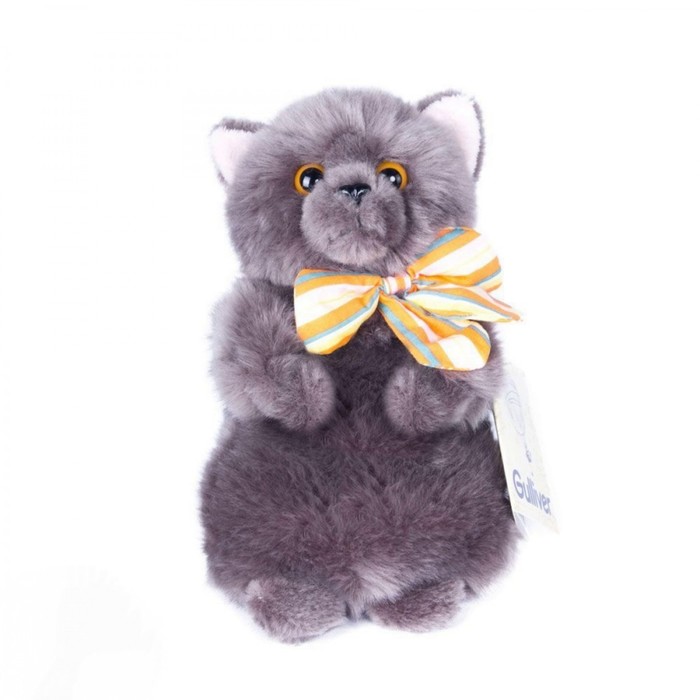 Мягкая игрушка "Котик Дымок с бантом", 24см