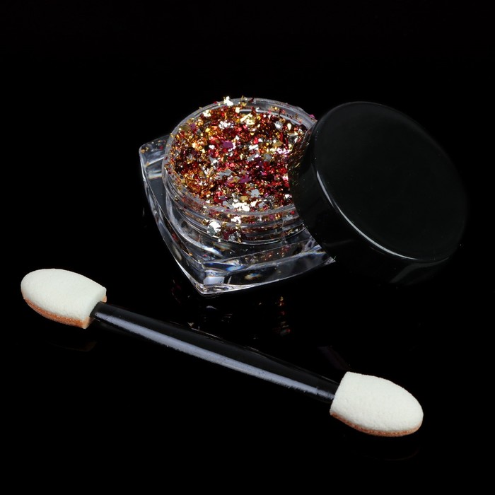 Втирка-хлопья для ногтей, 0,15гр, цвет золотой/серебристый/красный