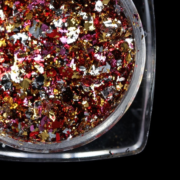 Втирка-хлопья для ногтей, 0,15гр, цвет золотой/серебристый/красный