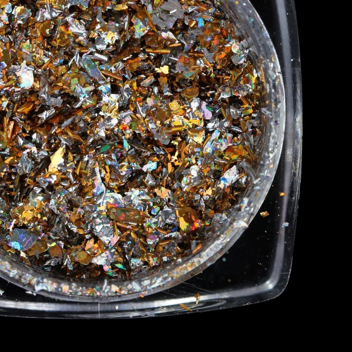 Втирка-хлопья для ногтей, 0,15гр, цвет золотой/серебристый