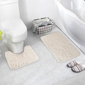 Набор ковриков для ванны и туалета Доляна «Пушистик», 2 шт: 40×50, 50×80 см, цвет кремовый