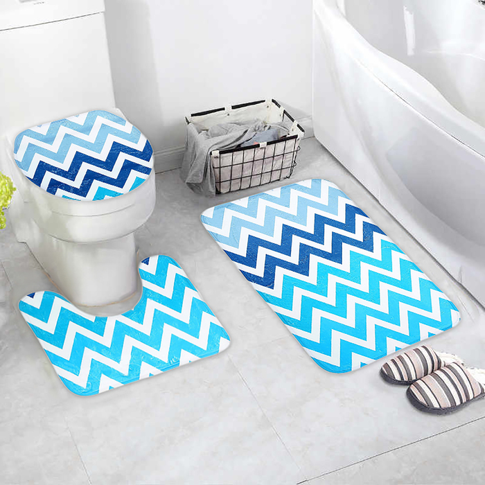 Набор ковриков для ванной и туалета 3 шт "Зигзаг"