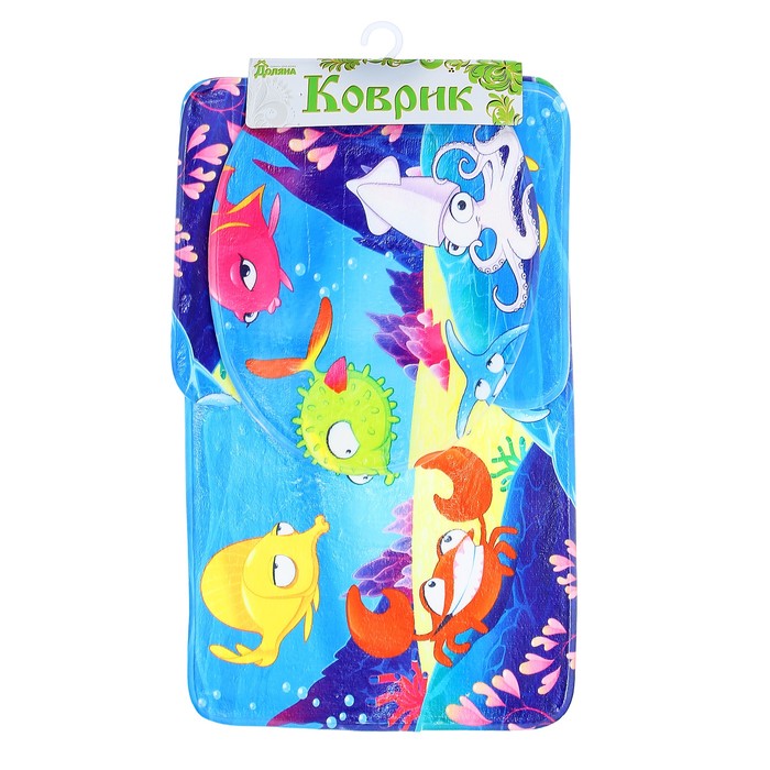 Набор ковриков для ванной и туалета 3 шт "Рыбы"