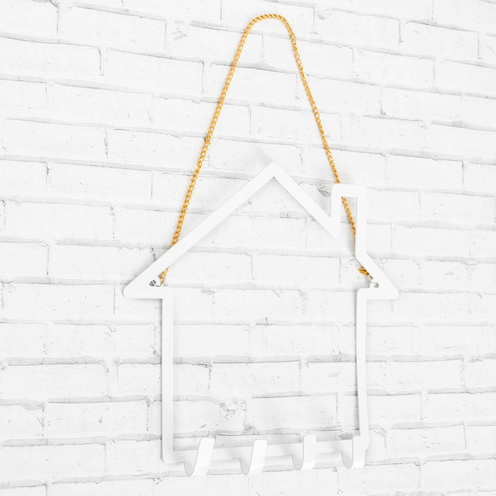 Панно-ключница с крючками "Дом"