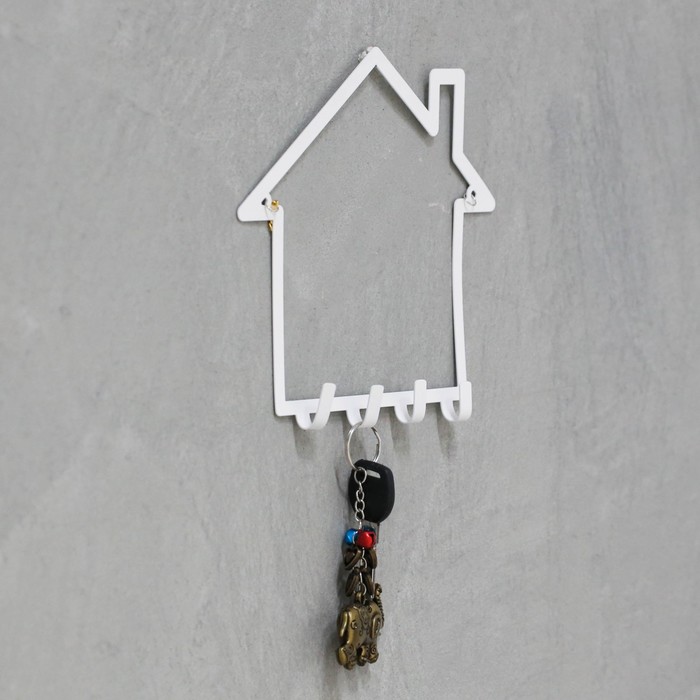 Панно-ключница с крючками "Дом"