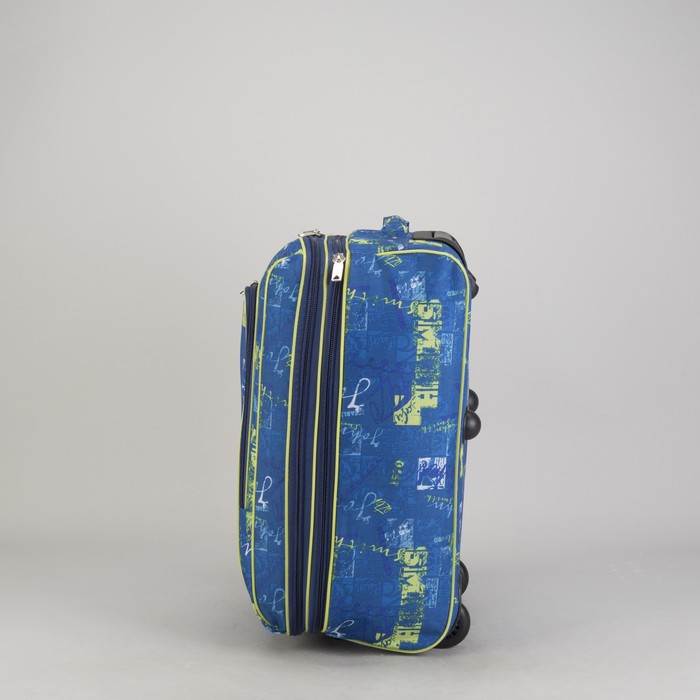 Чемодан малый "Штрихи", отдел на молнии, наружный карман, цвет синий