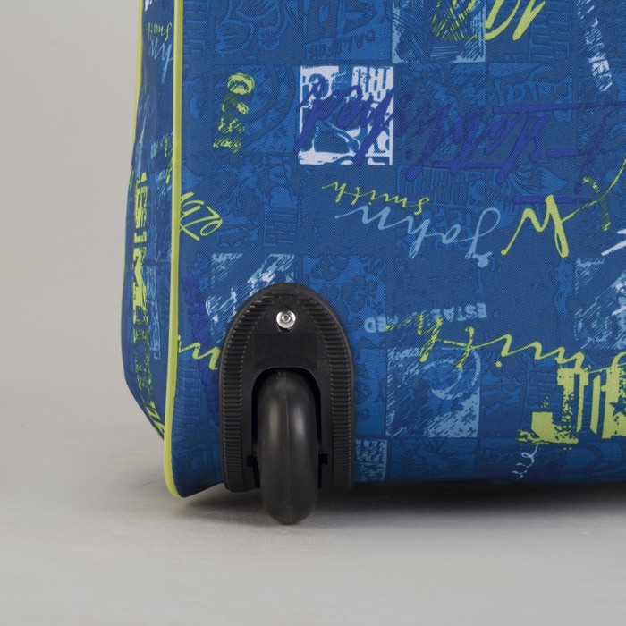 Чемодан малый "Штрихи", отдел на молнии, наружный карман, цвет синий