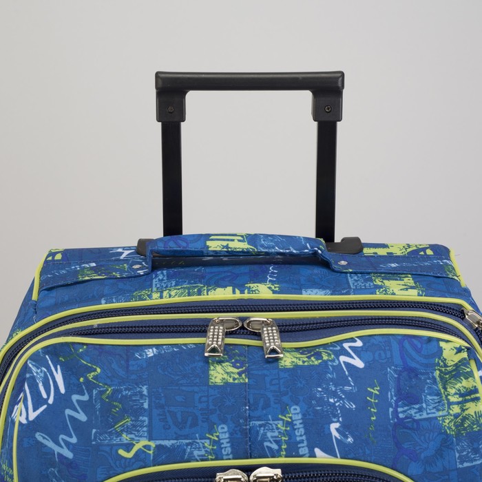 Чемодан малый "Штрихи", отдел на молнии, наружный карман, цвет синий