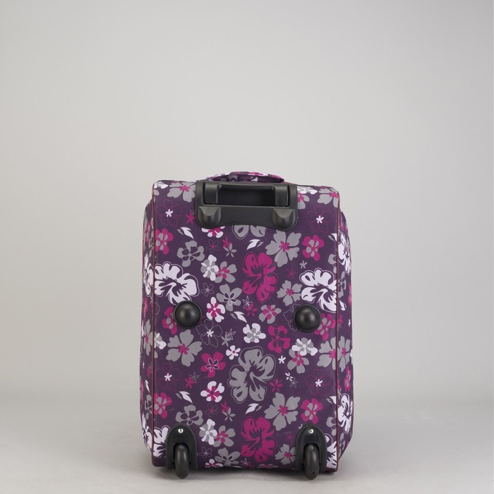 Чемодан малый "Цветы", отдел на молнии, наружный карман, цвет фиолетовый/бордовый