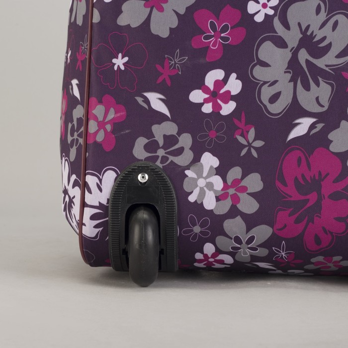 Чемодан малый "Цветы", отдел на молнии, наружный карман, цвет фиолетовый/бордовый