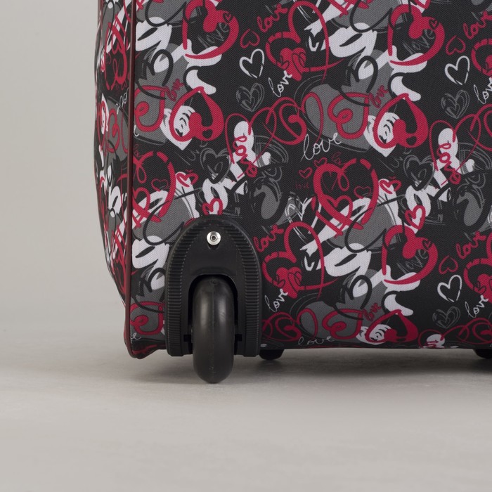 Чемодан малый "Сердца", отдел на молнии, наружный карман, цвет красный