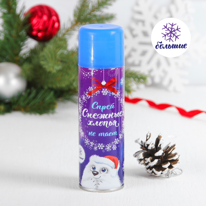 Спрей-снежные хлопья, 275 мл, нетающие, крупные, цвет синий