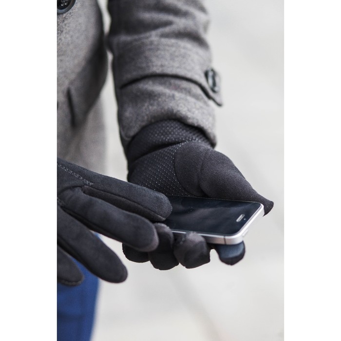 Перчатки мужские безразмерные, без подклада, для сенсорных экранов, цвет чёрный