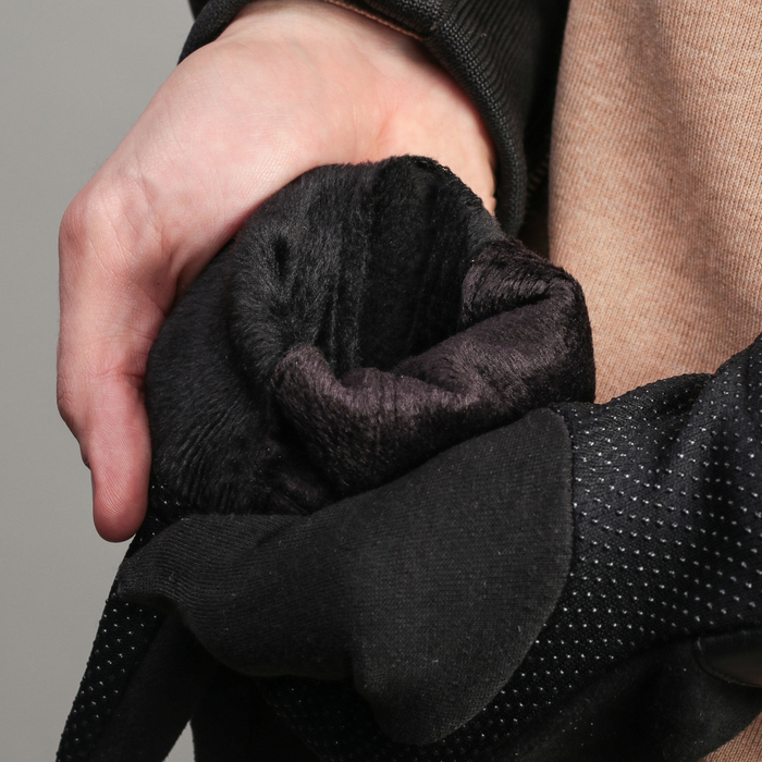 Перчатки мужские безразмерные, без подклада, для сенсорных экранов, цвет чёрный