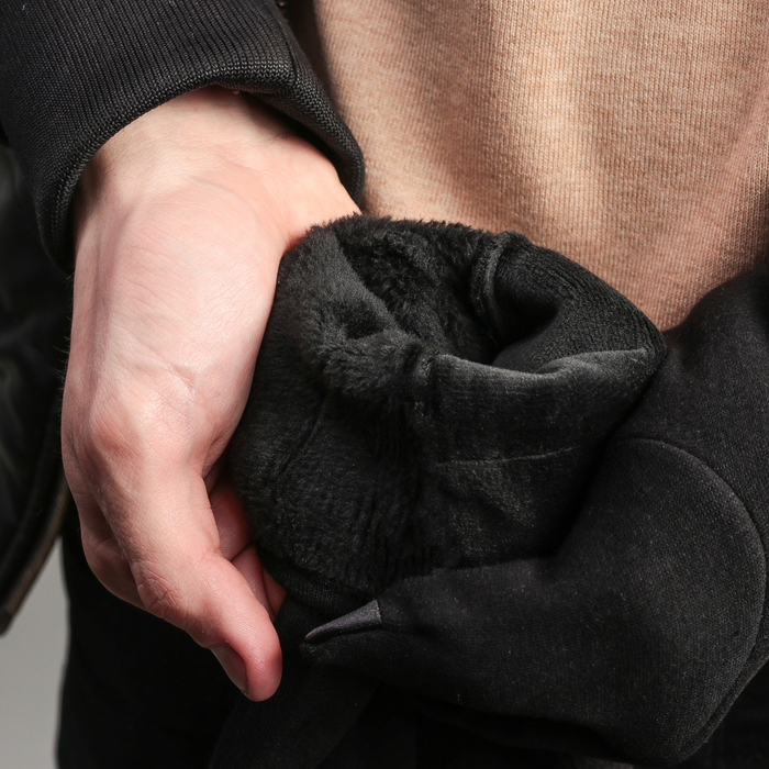 Перчатки мужские безразмерные, без подклада, для сенсорных экранов, цвет чёрный