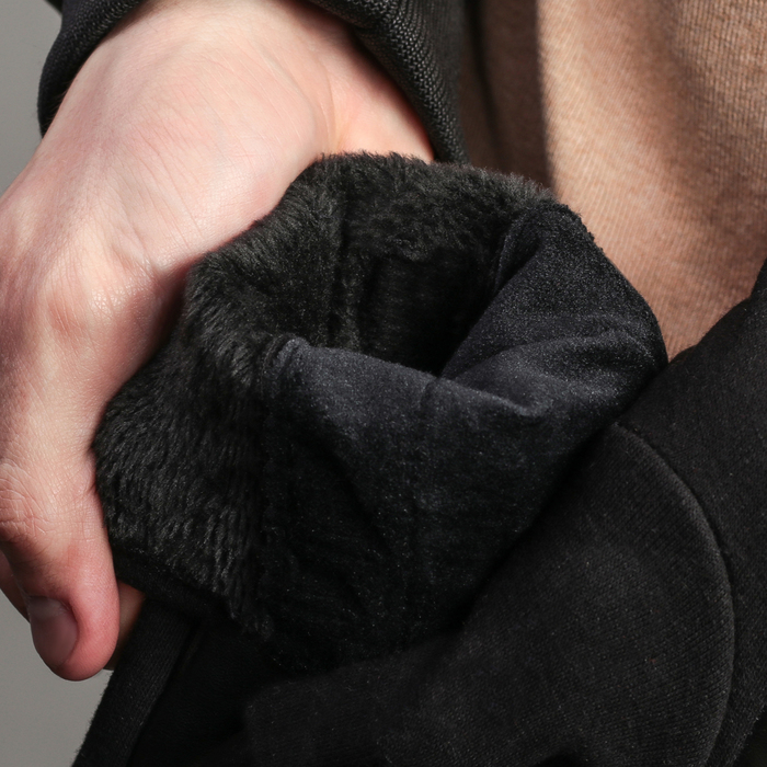 Перчатки мужские безразмерные, комбинированные, без подклада, для сенсорных экранов, цвет чёрный