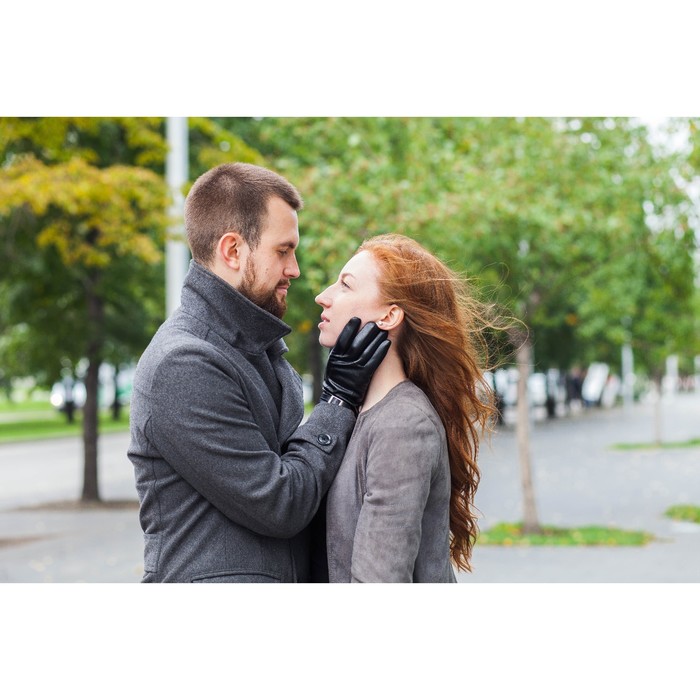 Перчатки мужские безразмерные, комбинированные, без подклада, для сенсорных экранов, цвет чёрный