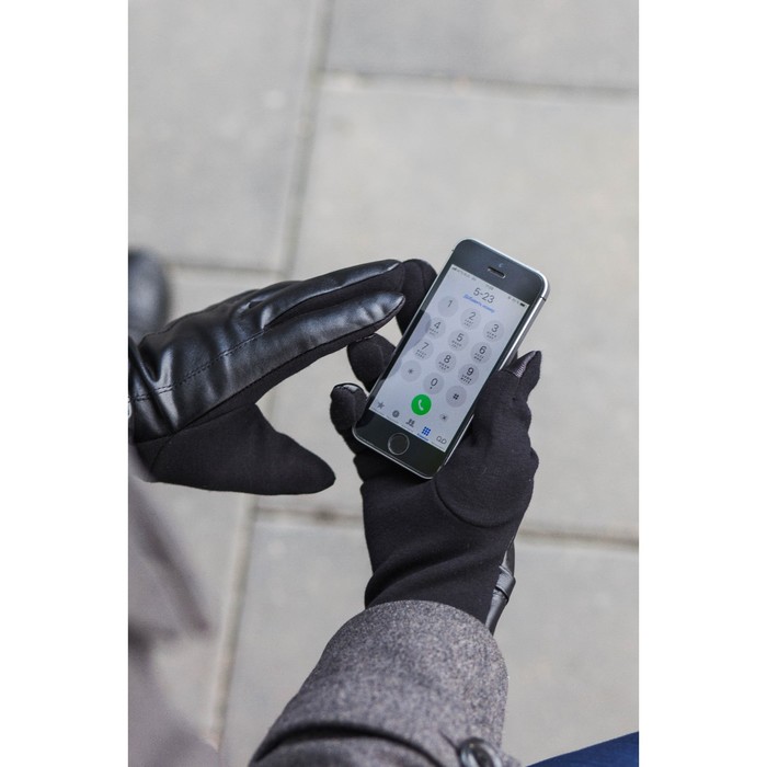 Перчатки мужские безразмерные, комбинированные, без подклада, для сенсорных экранов, цвет чёрный