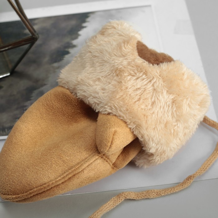 Варежки женские безразмерные, подклад искусственный мех, цвет бежевый