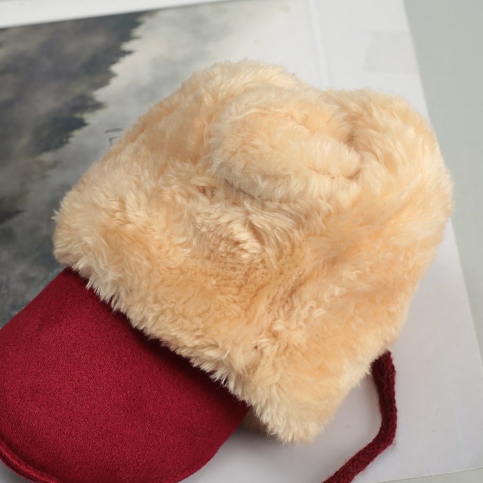 Варежки женские безразмерные, подклад искусственный мех, цвет бордовый