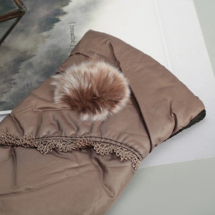 Перчатки женские утеплённые безразмерные, комбинированные, цвет бежевый