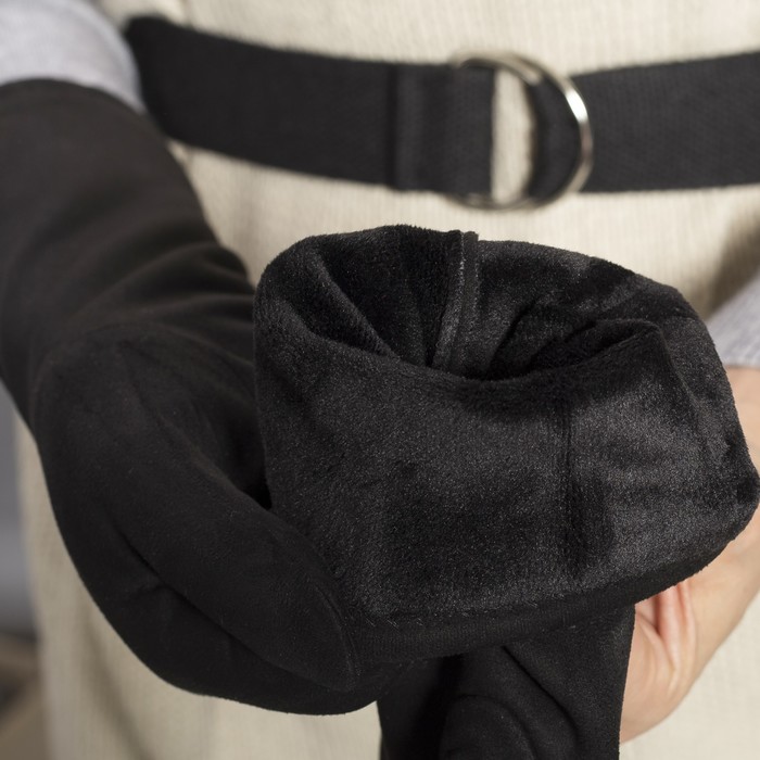 Перчатки женские безразмерные, комбинированные, без подклада, цвет чёрный