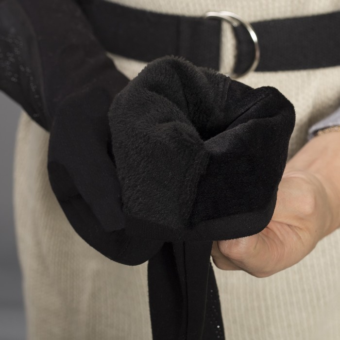 Перчатки женские безразмерные, комбинированные, без подклада, цвет чёрный