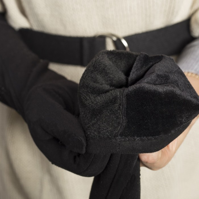 Перчатки женские безразмерные, комбинированные, без подклада, цвет чёрный
