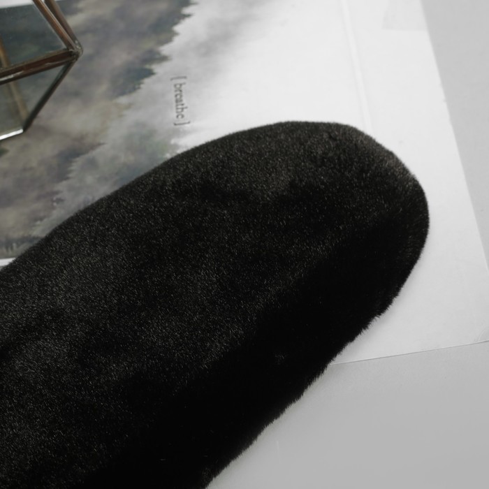 Варежки женские безразмерные, комбинированные, подклад флис, цвет чёрный