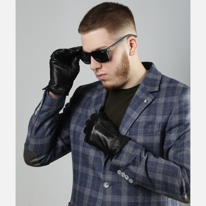 Перчатки мужские, р-р 11, подклад флис, цвет чёрный