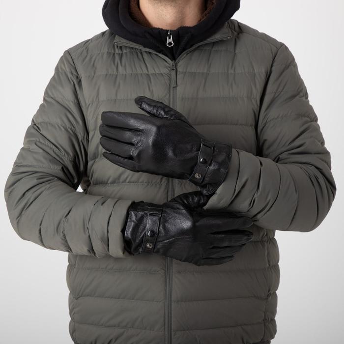 Перчатки мужские, р-р 11.5, гладкие, подклад флис, цвет чёрный